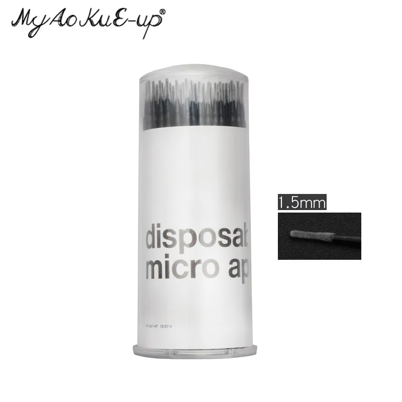 Black small size 100 шт./баррель Макияж Щетка для ресниц Microbrush мини кисти расширение одноразовые карандаше-аппликаторе Аппликаторы тушь для ресниц кисти - Handle Color: Black small size