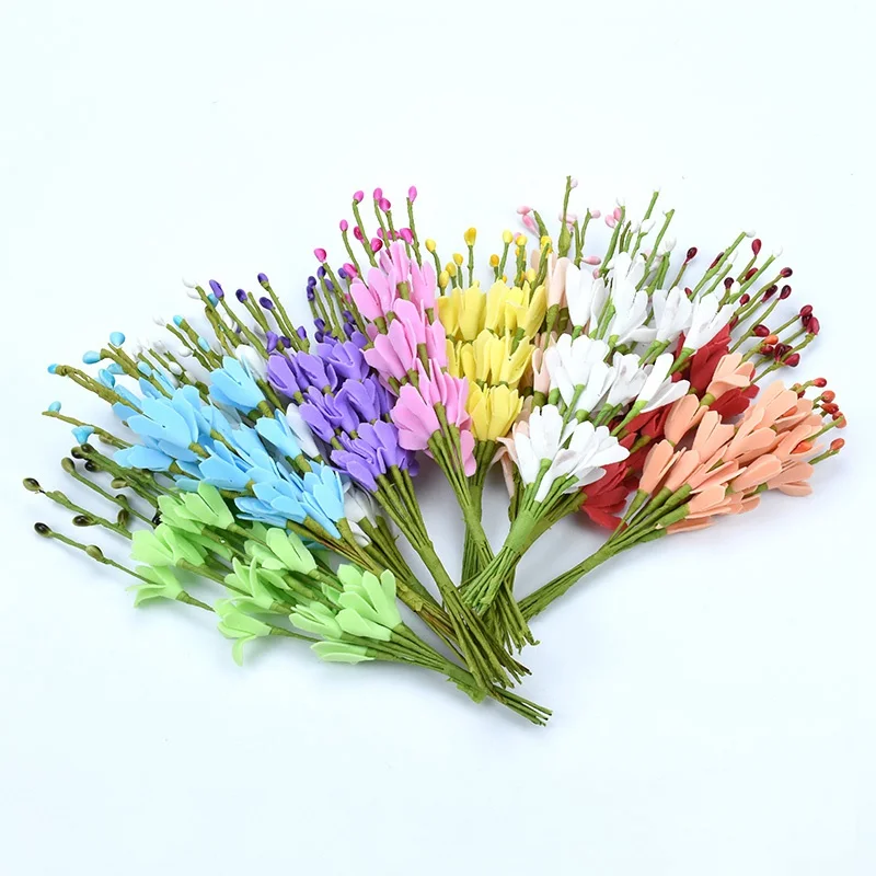 

10pcs fake stamen Foam peach branch pompon diy gifts christmas wreath decoration home wedding scrapbooking artificial flowers