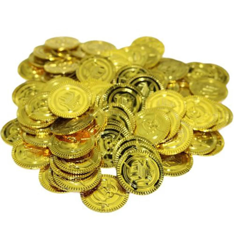 10pcs Plastic Pirate Treasure Coins Kids Toys Game Coins Halloween Party ProWR