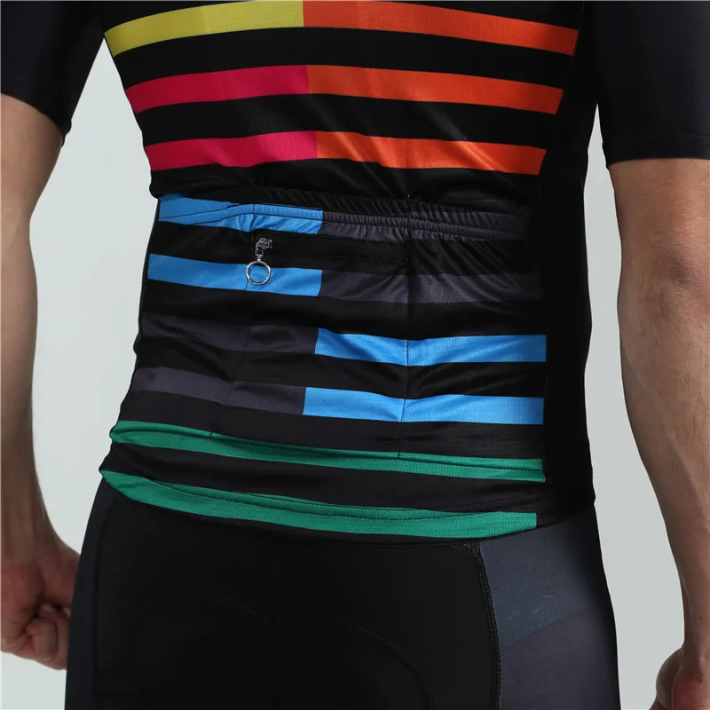 2019 BOESTALK high quality men cycling set summer short sleeve rainbow stripes bike clothing maillot ciclismo triathlon suit