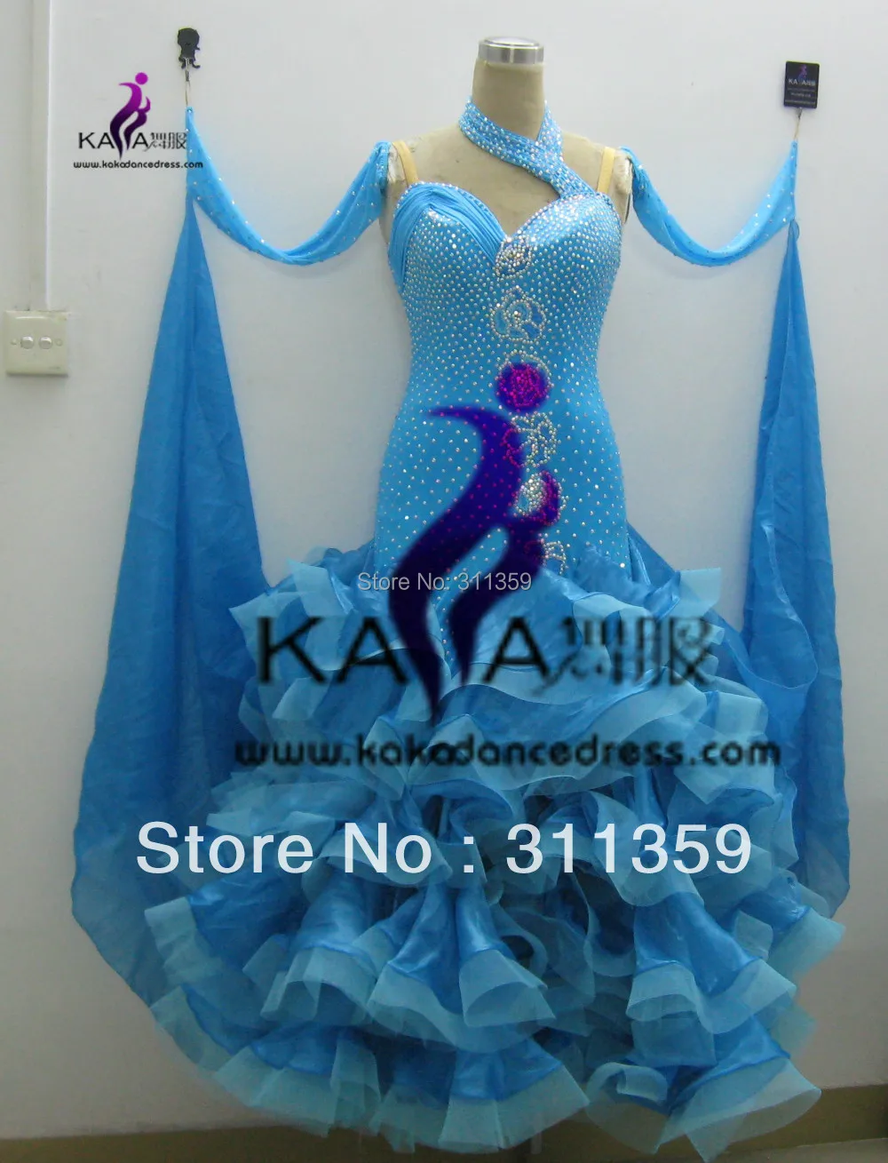 

KAKA DANCE B13042,Silk Organza Fabric Ballroom Standard Dance Dress,Waltz Dance Competition Dress,Women,Girl,DanceDress Ballroom