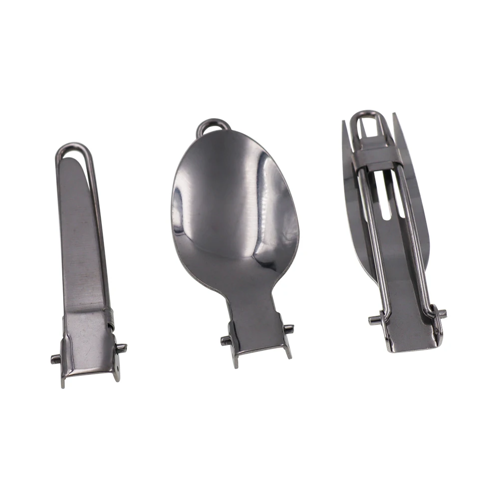 Outdoor stainless steel folded fork spoon knife picnic camping dinnerware tableware YOUGLE