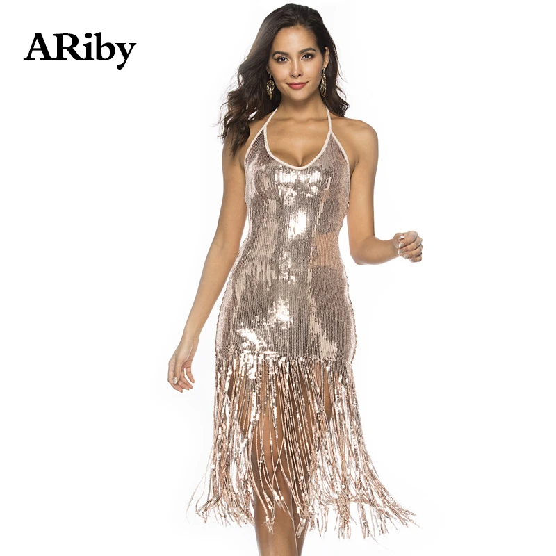 Dress Women Sexy Bodycon Party Dress Summer Black Plus Size Sexy & Club Solid Tassel Backless Sleeveless Sequined Empire Dress Dress Women Sexy Bodycon Party Dress Summer Black Plus Size Sexy & Club Solid Tassel Backless Sleeveless Sequined Empire Dress
