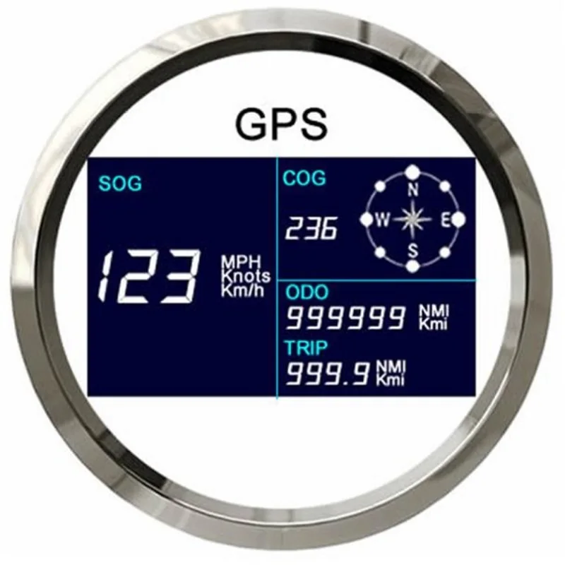 3 3/8 'Универсальный 7 цветов цифровой gps Спидометр 0-999,9 курсовой Регулируемый одометр с gps антенной с красной/Желтой подсветкой - Цвет: WS