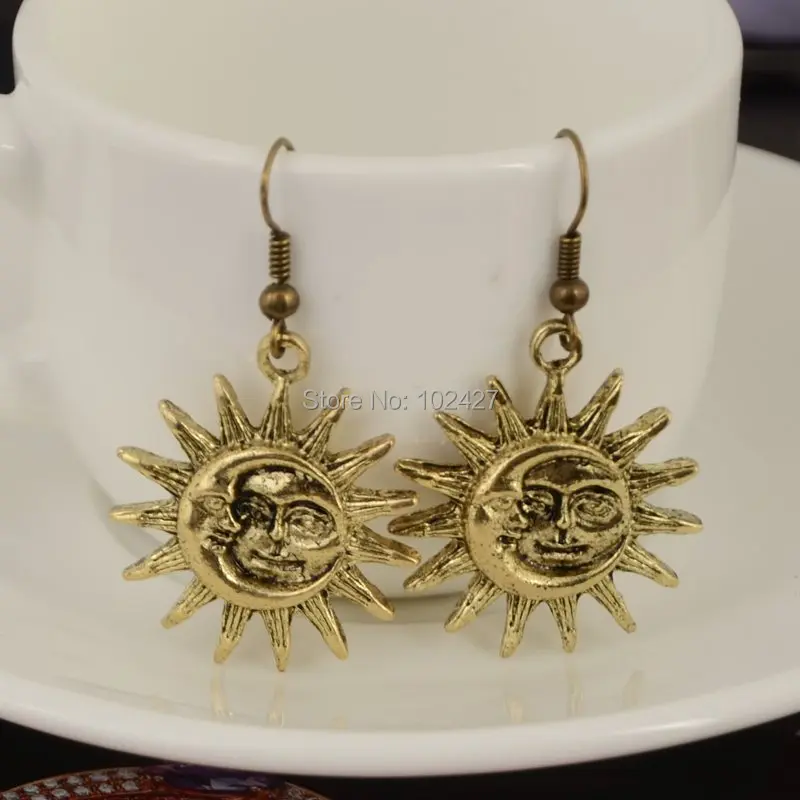 

New Style Fashion Retro Dangle Drop Earrings Vintage Sun Moon Earrings for Women Brincos Fashion Jewelry