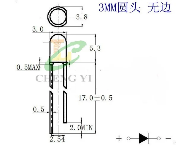 3 мм светодиод зеленый без края круглая Светодиодная лампа 568-575nm 2,0-2,5 V