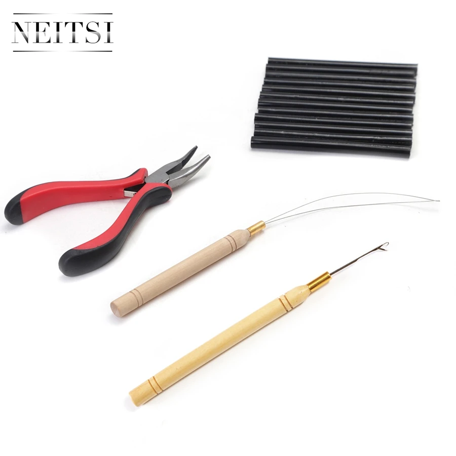 Neitsi High Quality 1pc plier+1pc hook needles+1pc loop puller+12pcs Hotmelt Glue Sticks One Set Hair Tools For Hair Extensions Neitsi High Quality 1pc plier+1pc hook needles+1pc loop puller+12pcs Hotmelt Glue Sticks One Set Hair Tools For Hair Extensions