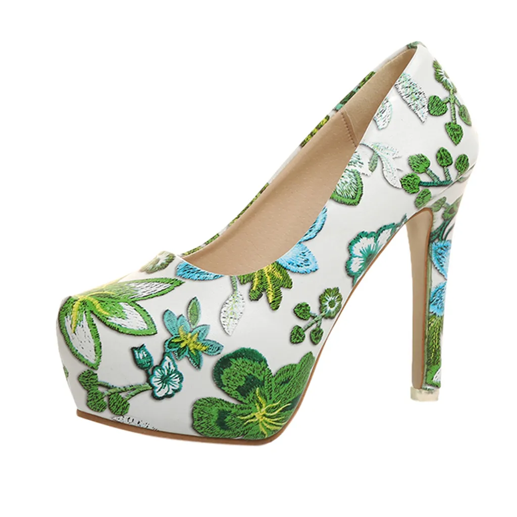 

Luxury Sexy High Heel Elegant Party Shoes Solid Ankle Strap Ladies Flower Graffti Super High Heels Playforms Sandals Roman Shoes