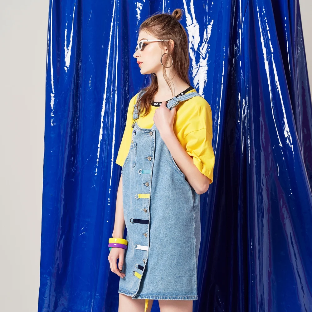 Metsbonway Brand Jeans Strap of Donald Duck Fashion Embroidered Dress in Summer and Spring