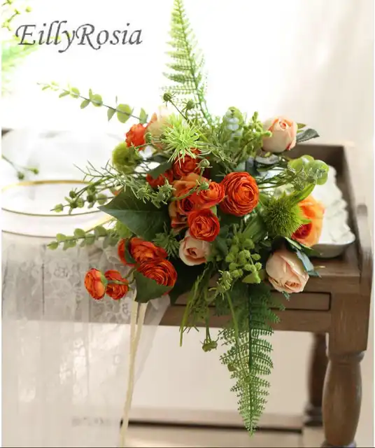 Country Wedding Flower Bouquet 2019 New Orange Bridal Bouquet