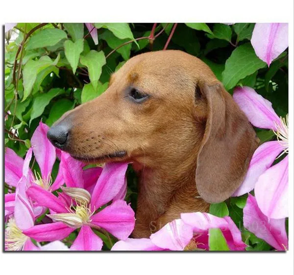 

Diamond Mosaic Diy Diamond Embroidery Dogs Love The Rhododendron Full Diamond Painting Cross Stitch Rhinestone Home Decorations