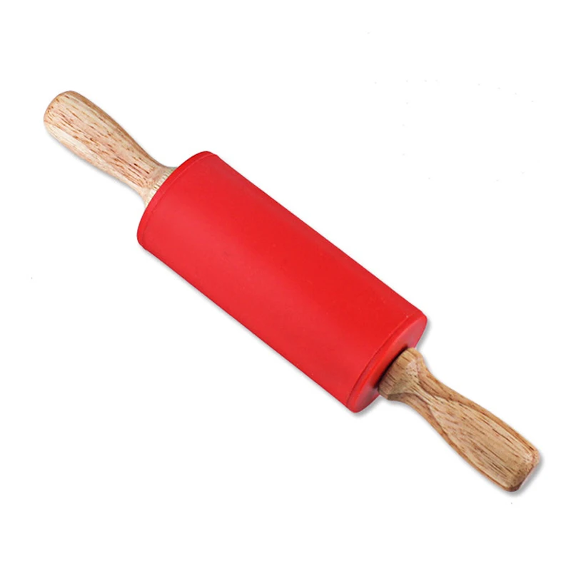 23cm Wood Handle Silicone Rolling Pins Small Dough Pastry Roller Stick for Kids Baking Cooking Tools Kitchen Accessories (8)