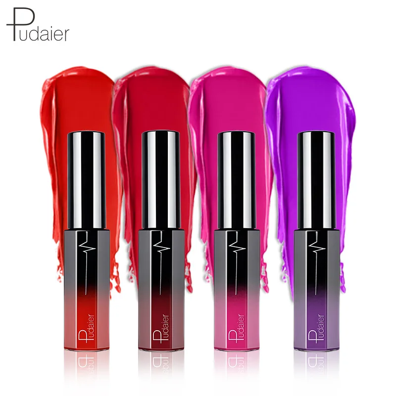 Pudaier Nutritious semi matte Liquid Lip Gloss Glitter Flip contrast 36 Colors Pigment Diamond Waterproof Lipstick |