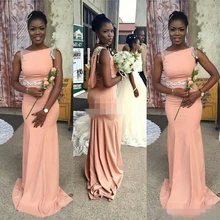 Champagne Long Bridesmaid Dresses Sleeveless Floor Length Bridesmaid Dress 2017 Prom Gown Wedding Party Dress