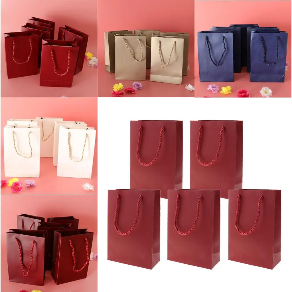 

5pcs Small Handle Paper Bag Gift Wrapping Wedding Event Party Shopping Pouch