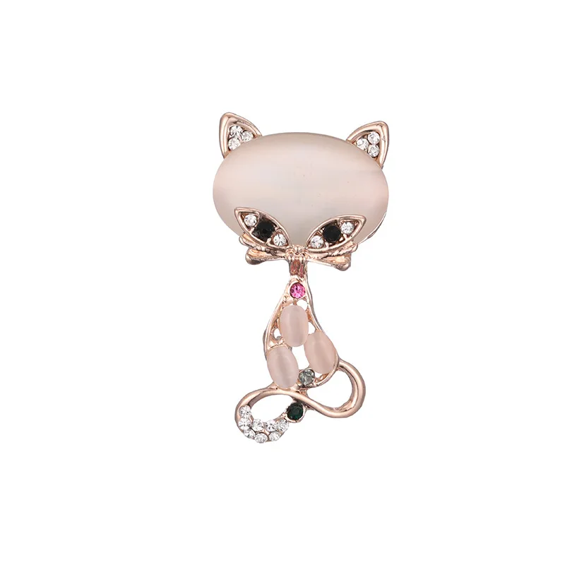 

Opal Stone Cute Cat Brooches Rhinestone Animal Brooch Pin Present For Children