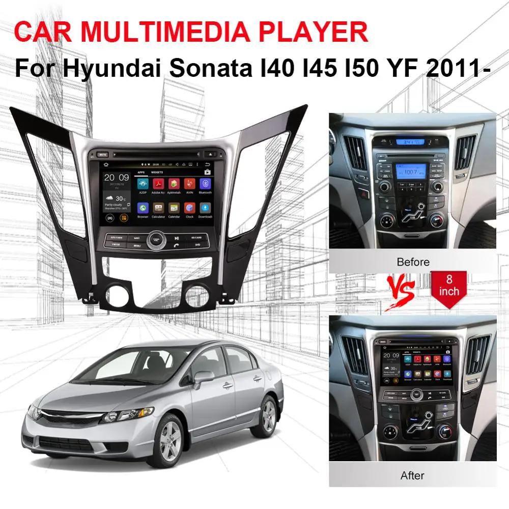 Android 8,0 Восьмиядерный 4 Гб ram автомобильный dvd-плеер gps навигация для hyundai Sonata I40 I45 I50 YF 2011-Радио стерео Мультимедиа