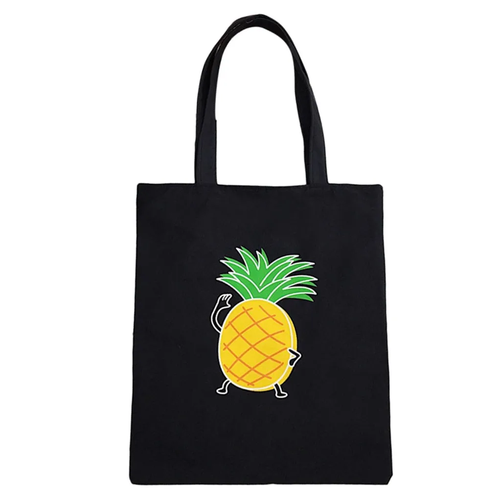 

2019 women's shoulder bag canvas zipper Messenger bag pineapple print shoulder bag large capacity beach handbag ladies bag@py