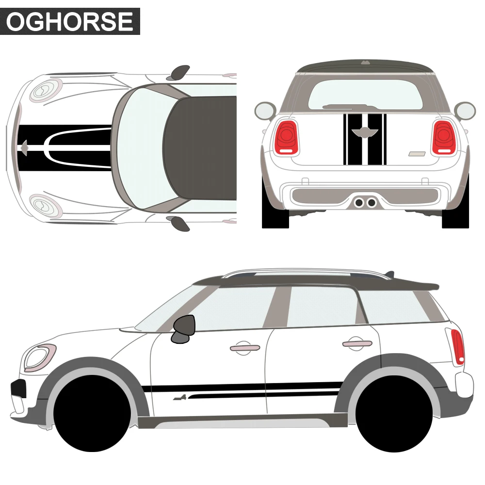 Капюшон+ Магистральные двигателя+ задняя сторона полосы автомобиль Стикеры Наклейка украшения для мини JCW земляк John Cooper работает только аксессуары