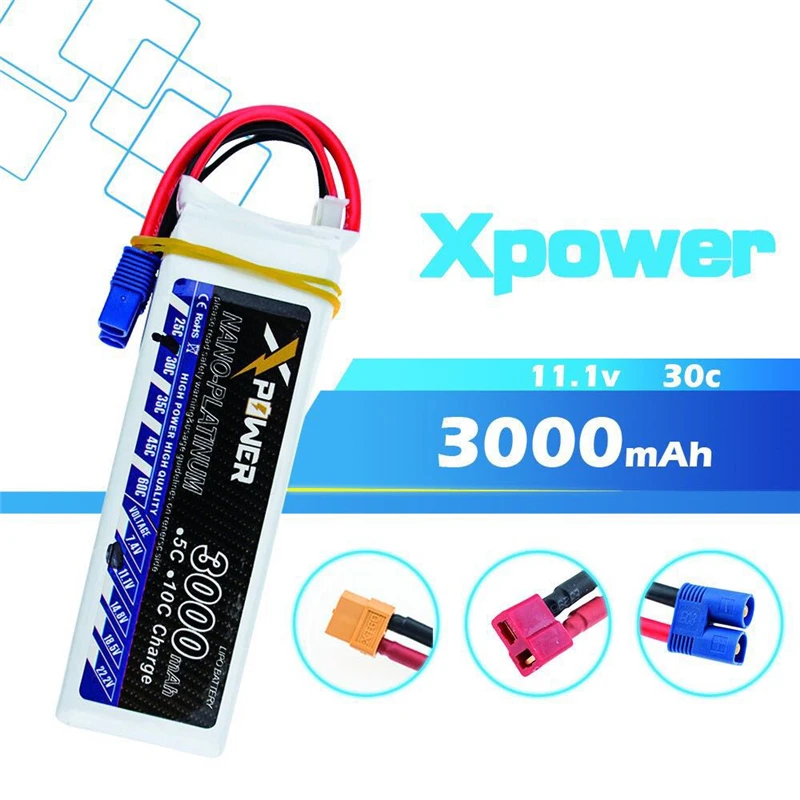 

11.1v 3000mah Lipo Battery 3S 30C max 35C EC3 T XT60 Plug XPower Polymer Lithium For RC Helicoptes Airplane drone parts VS VOK