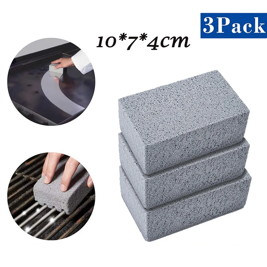 

3PCS BBQ Cleaning Stone Non Slip Handheld Odorless Grill Ecological Clean Brick Barbecue Scraper Griddle Removing Stains Brush