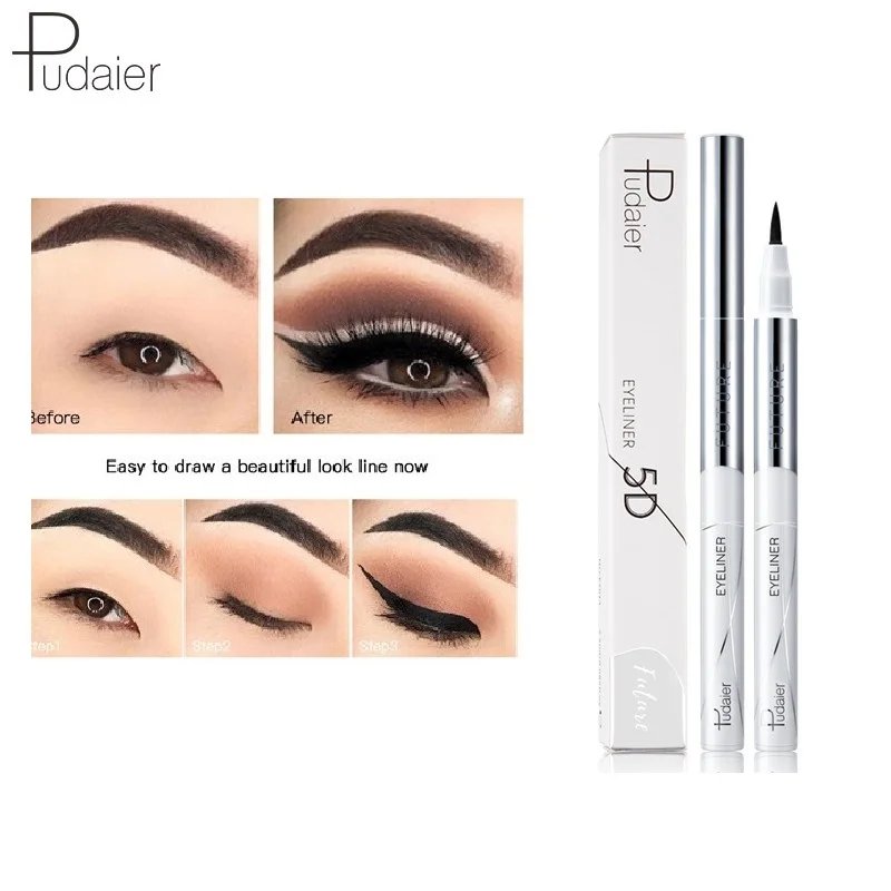 

Pudaier 2.5ml Soft Head Black Liquid Eyeliner Pen Sexy Makeup Waterproof Sweat Proof Eye Liner Party Cat Beauty Cosmetic TSLM2
