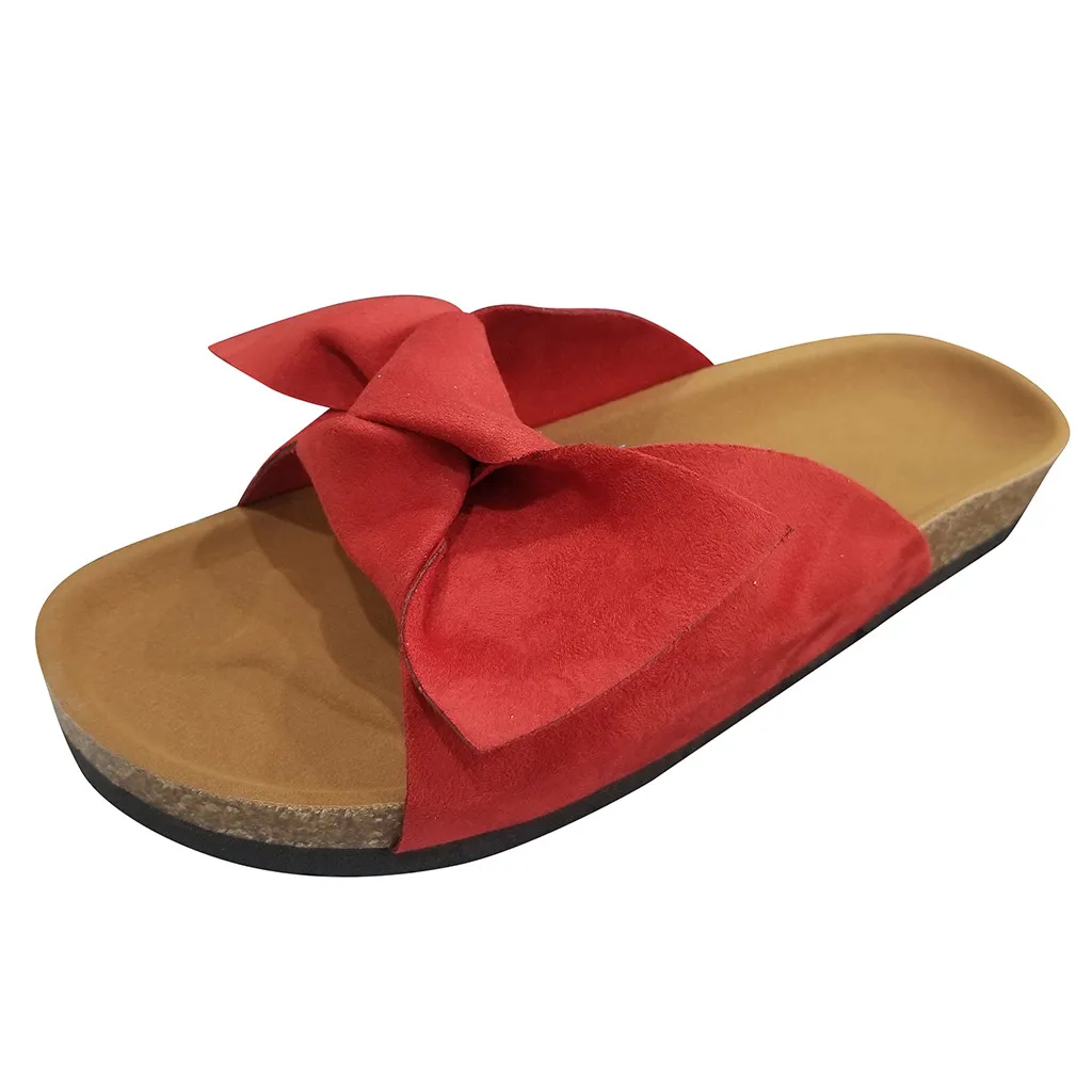 Women Rome Beach Shoes 2019 Hot! Ladies Fashion Bow Tie Flat Thick Bottom Heel Sandals Slippers