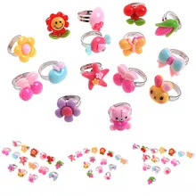 10 шт многоцветные регулируемые Мультяшные кольца для девочек, аксессуары для куклы, вечерние сувениры для детских поделок сделай сам, игрушка в случайном порядке