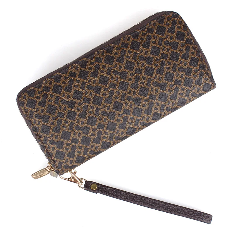 

Vintage women slim wallet wrist strap long zipper coin purse high quality card holder fancy ladies clutch cheque book wallets
