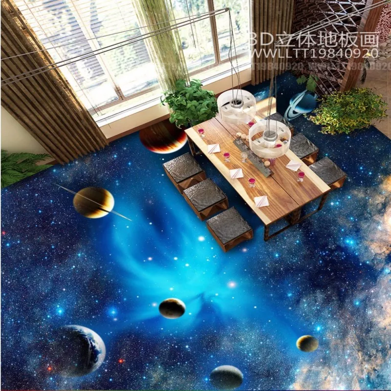 103 47 38 de descuento mural 3d del espacio del planeta para piso dormitorio aula papel para pisos a prueba de agua antideslizante envio