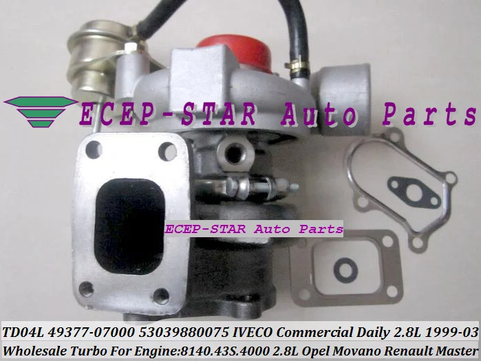 Турбокомпрессор TD04L 49377-07000 53039880075 53039880034 для IVECO Commercial Daily 1999 td 8140 43-03 4000 S. Л л.с. |