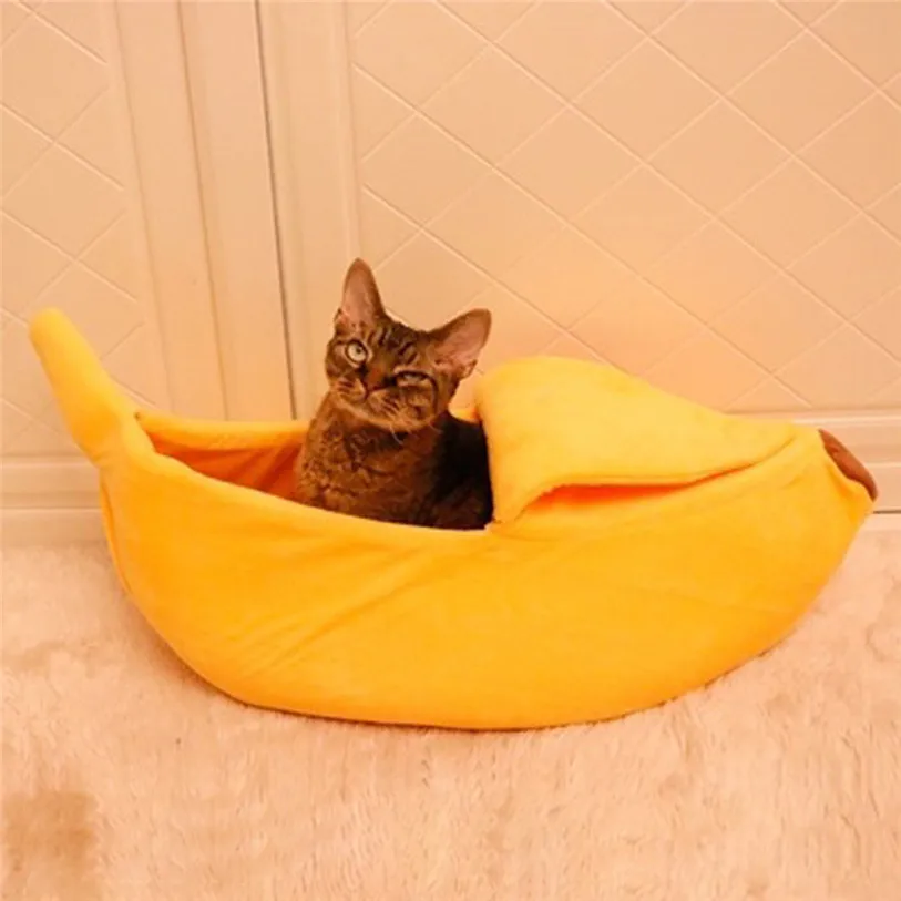 Banana Peel Cat House Cute Looking Banana Bed for Cats Kittens Pet Dog Bed Mat for Small Dogs Soft Plush Padding Cushion 40FB03 (4)