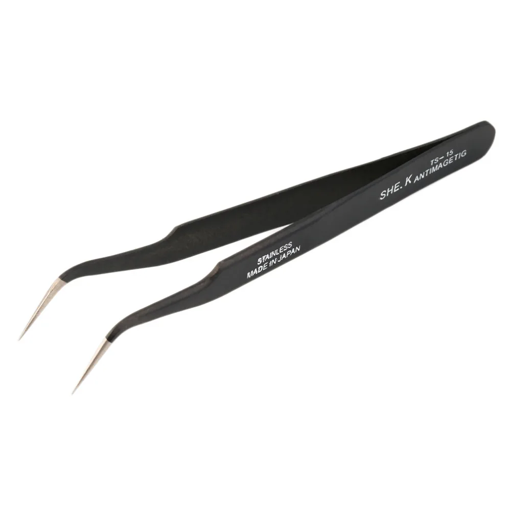 

2016 1Pc Professional Black Non Magnetic Anti Static Fine Tip Straight Tweezer Tool Stainless Steel Useful Repair Tool