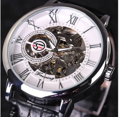 

JARAGAR FORSINING watch hollow handmade mechanical strap watch men's business and leisure large dial stainless steel watch Benz
