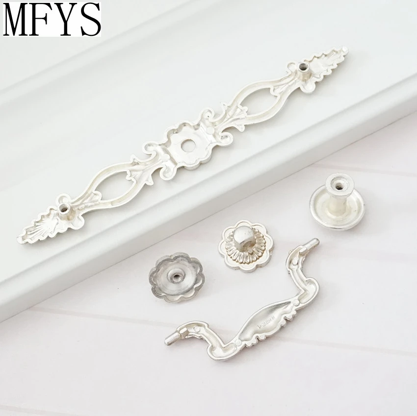 French Shabby Chic Dresser Handle Drawer Knobs Pulls Handles / Antique Silver Kitchen Cabinet Pull Handle Door Knobs Decorative
