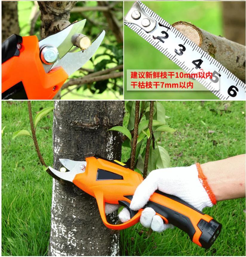 

Electric Pruning Shear Rechargeable Home Garden Scissors Secateur Fruit Tree Branches Cutter 3.6V 1.5AH 1.2S / time