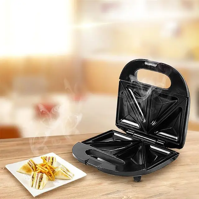 Special Offers 750W Stainless Steel Electric Grill Waffle Maker Egg Frying Pan Semi-automatic Sandwich Machine Bread Oven Breakfast Barbecue 