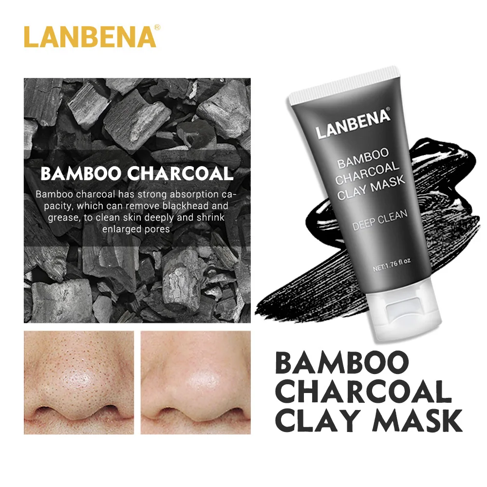 LANBENA Clay Face Mask+Bamboo Charcoal+Blueberry+Rose Deep Cleaning Remove Grease Shrinks Pores Nourishing Skin Care TSLM1