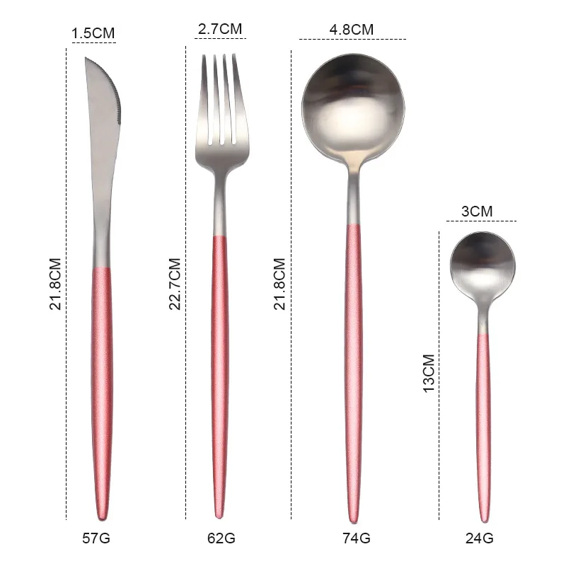 Белое золото Сталь столовый набор для кухни десертный нож вилки, ножи, ложки палочка для еды посуда столовая посуда установка падение корабля - Цвет: pink silver
