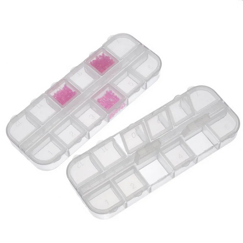

5pcs Plastic Storage Box Case 12 Compartments For Jewelry Beads Rings Display Jewelry Box Case Organizer 13x5x1.5cm