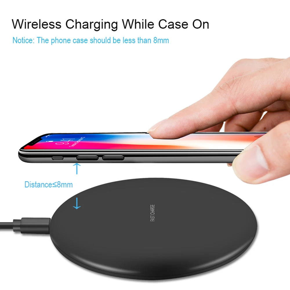 Chunfa Qi Wireless Charger for iPhone X 8 8 Plus 10W Wireless Charging Qi Fast Charger for Samsung Galaxy S9 Plus S8 S7 Edge S6 xq2