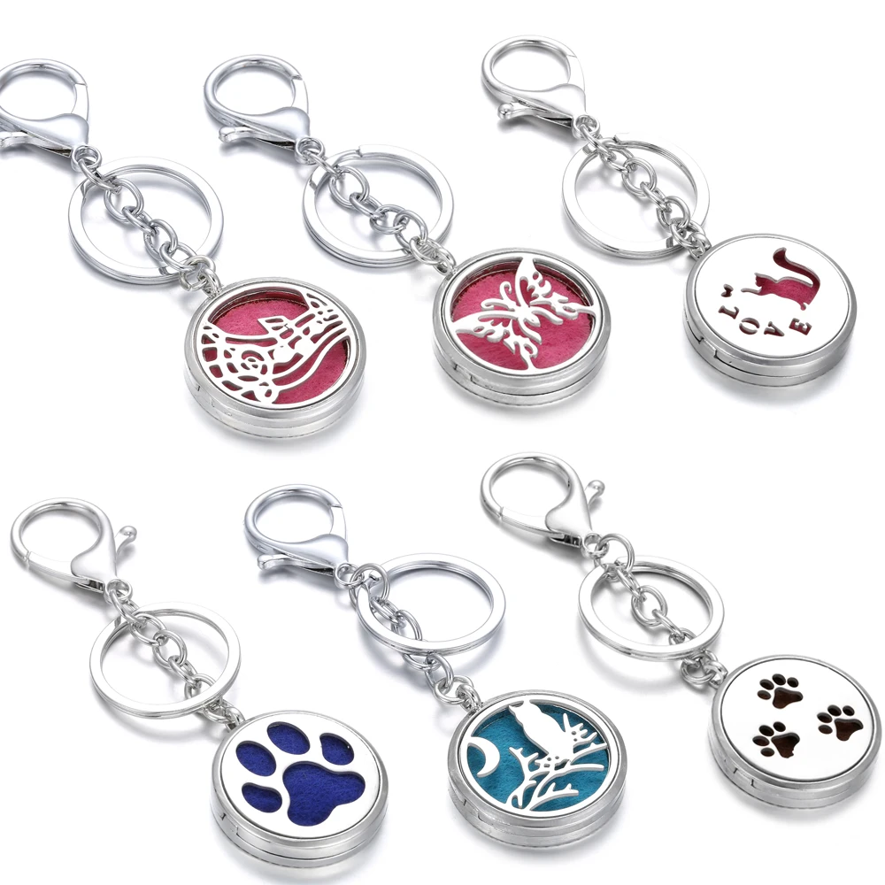 

New Tree of Life Paw Aromatherapy Jewelry Keychain Essential Oil Diffuser Locket Perfume DIY for Women Men Perfume Key Chain