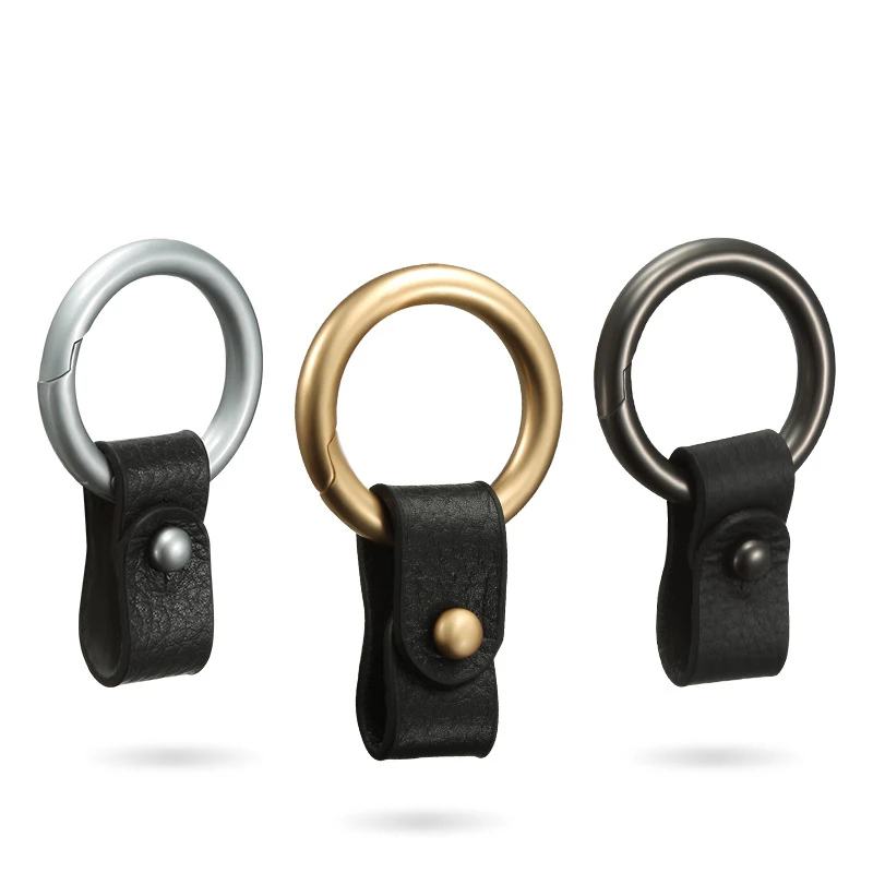 

1 Piece Car Leather Key Chain Applicable to All Kinds of Key Shell Round Buckle High Quality Gift