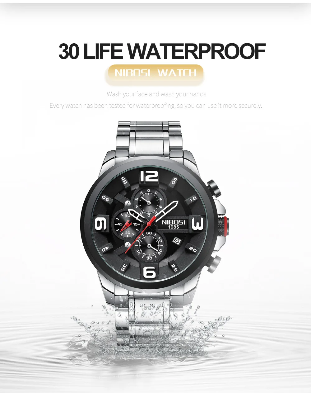 NIBOSI Reloj Hombre 2018 Men Watches Top Brand Luxury Sports Watches For Men Watches 2018 Luxury Brand Waterproof Full Steel     (9)