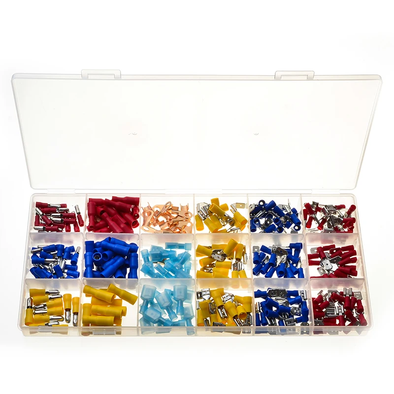 

290pcs Nylon/Cold-Pressed Wire Connectors Male/Female Electrical Wire Butt Splice Terminals Connectors Assortment
