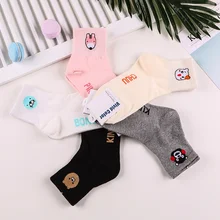 Однотонные носки с принтом Kumamo; милые женские хлопковые носки с рисунком медведя и собаки хамтаро; мягкие удобные дышащие повседневные летние носки