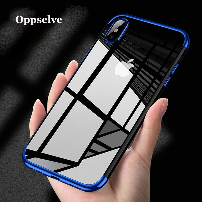 

Oppselve Luxury Plating Case For iPhone X XS Max XR Electroplating Slim Soft TPU Silicone Cover For iPhone 6 6s 7 8 Plus Capinha