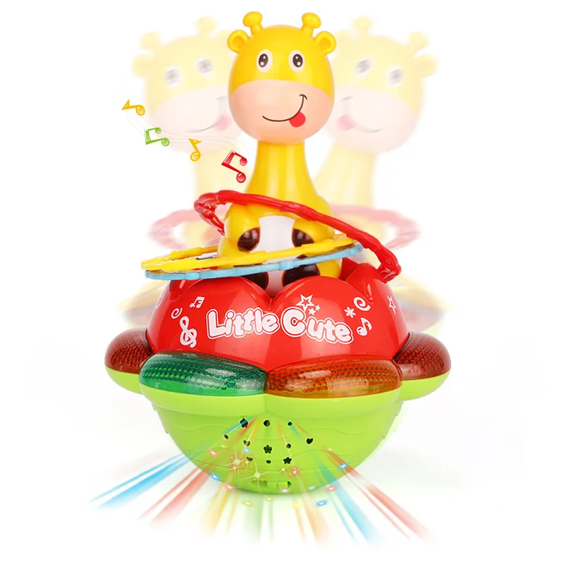 С легкой музыкой Жираф проекция Roly-Poly Doll Multifunctional Baby погремушки Раннее детство Образование Подарки для ребенка