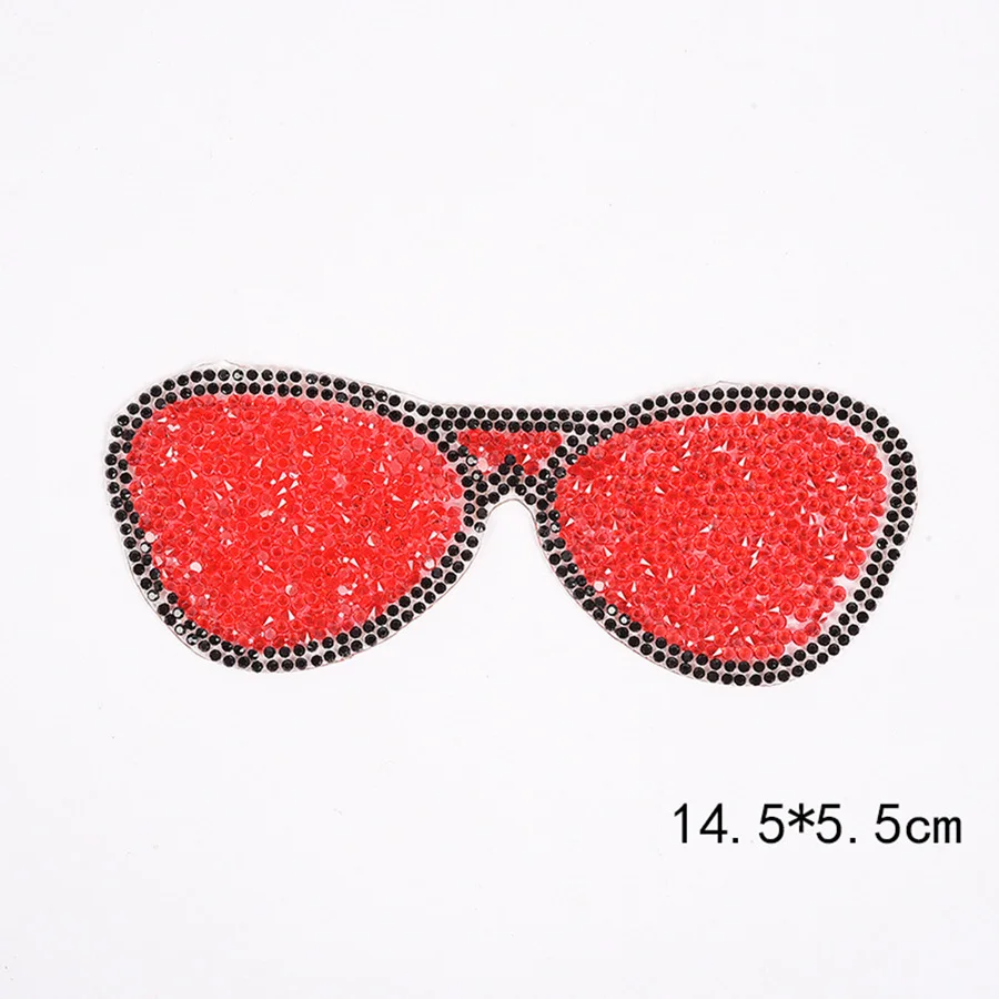 Fashion Patches For Clothes Embroidered Shiny Glasses Pattern Rhinestone Cloth Sticker Dress Jacket DIY Sewing Patch01 (8)