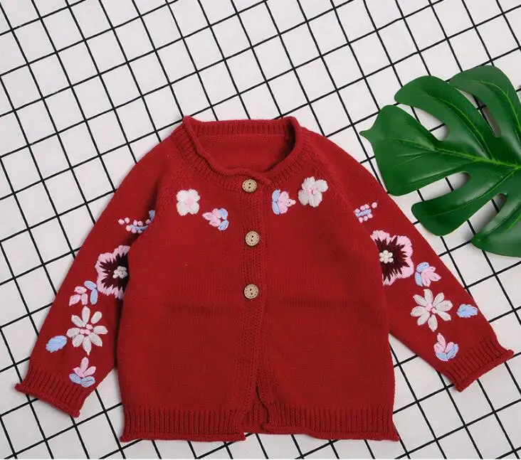 Весенние кардиганы для новорожденных; пальто; Вязаная хлопковая верхняя одежда для маленьких девочек; свитер для девочек; осенняя одежда; одежда для малышей; куртки для маленьких девочек - Цвет: Coat Red